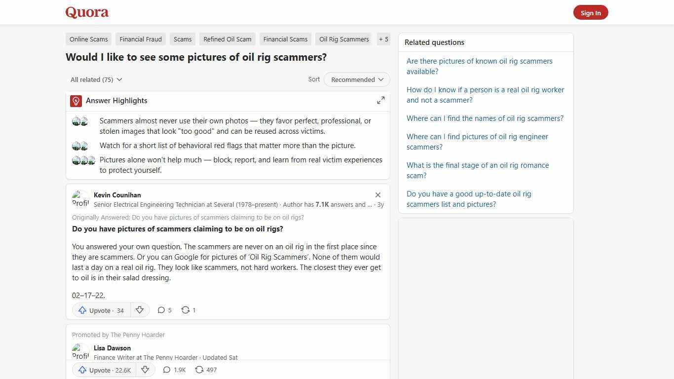Would I like to see some pictures of oil rig scammers? - Quora