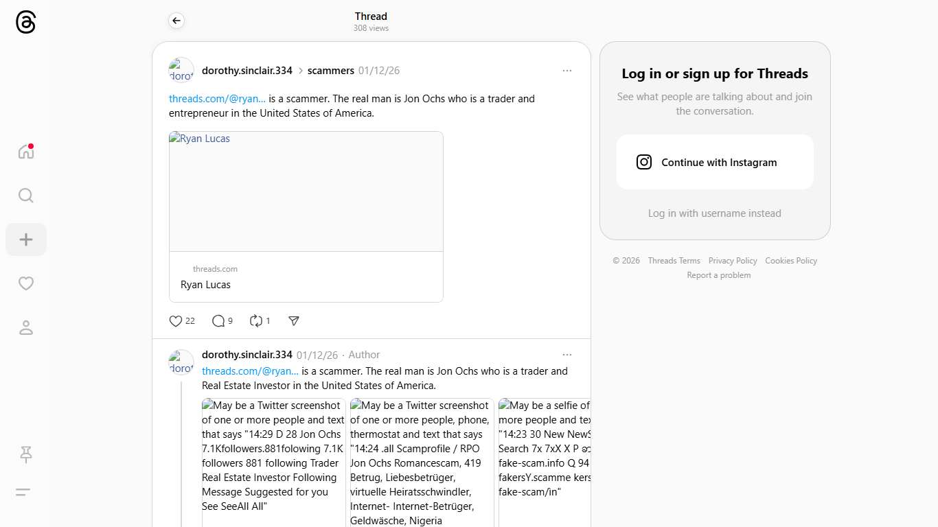 https://www.threads.com/@ryan689811 is a scammer. The real man is Jon Ochs who is a trader and entrepreneur in the United States of America.